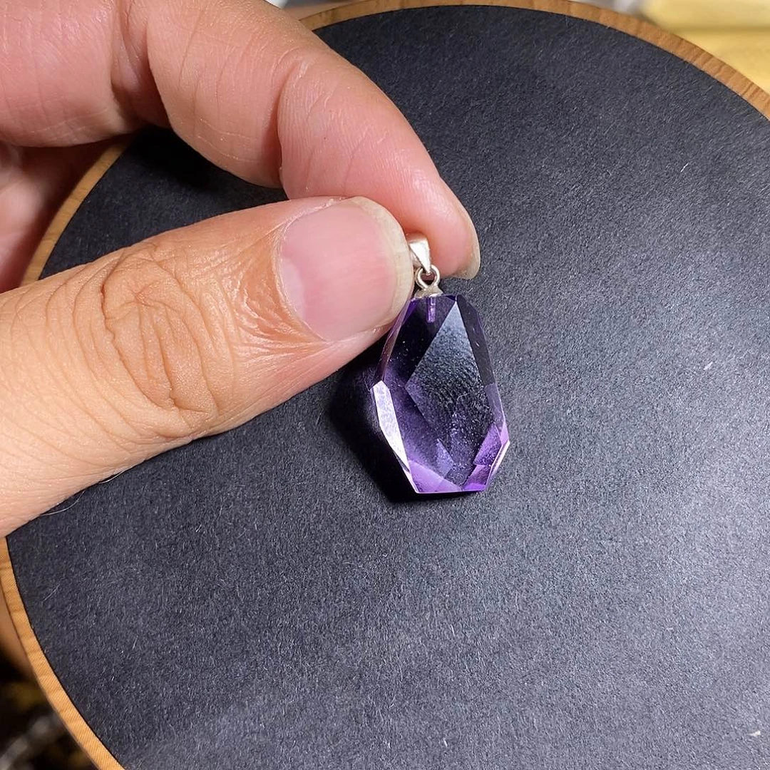 吊坠(赠链)银S925镶嵌紫晶24mm随形吊坠