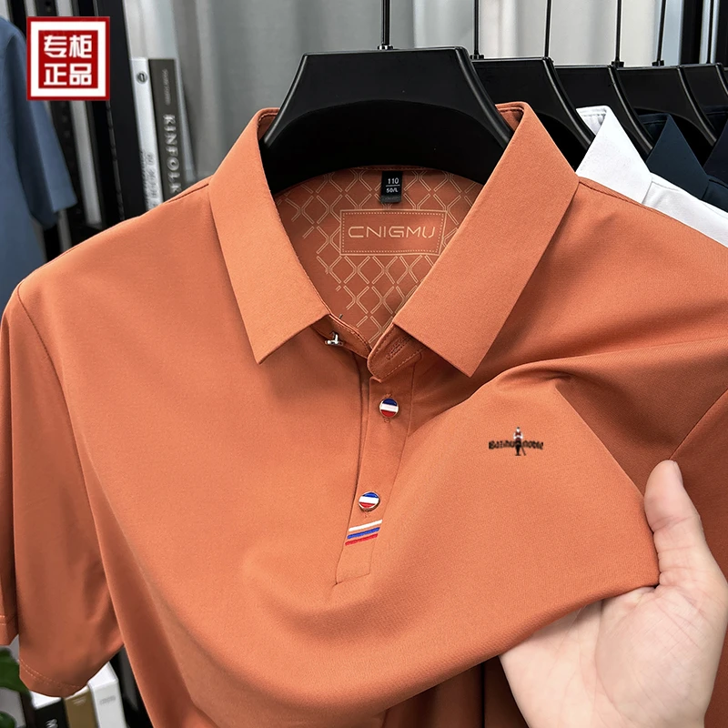 专柜正品男士新款桑蚕丝商务休闲短袖POLO衫夏季舒适尤其无痕T恤