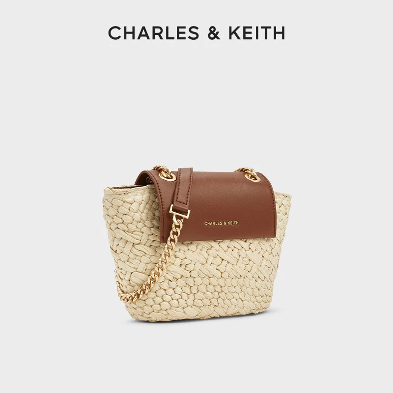 CHARLES & KEITH【商场同款】25新品草编链条单肩包80782644-1