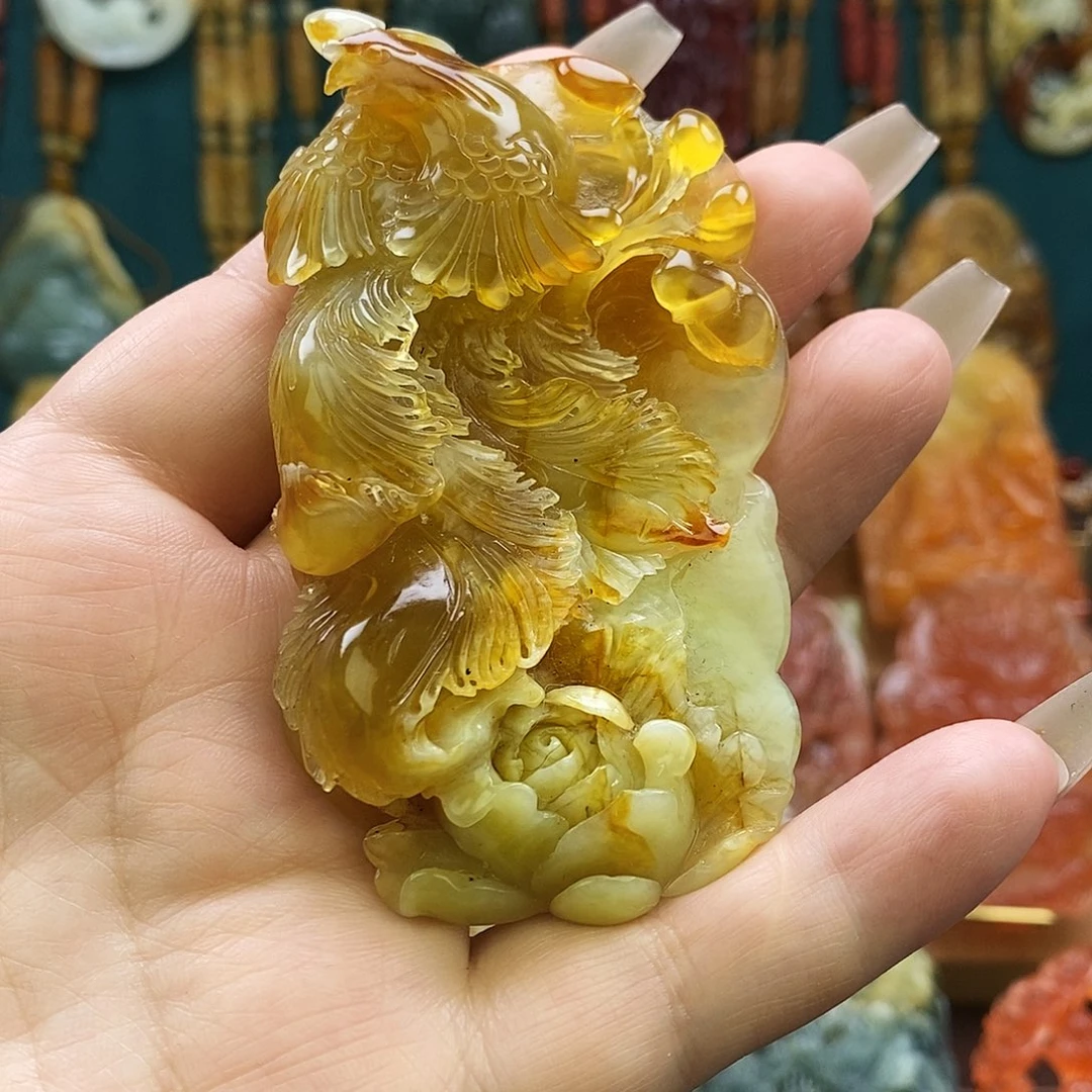 蛇纹石玉未镶嵌颈饰玉石王凤凰