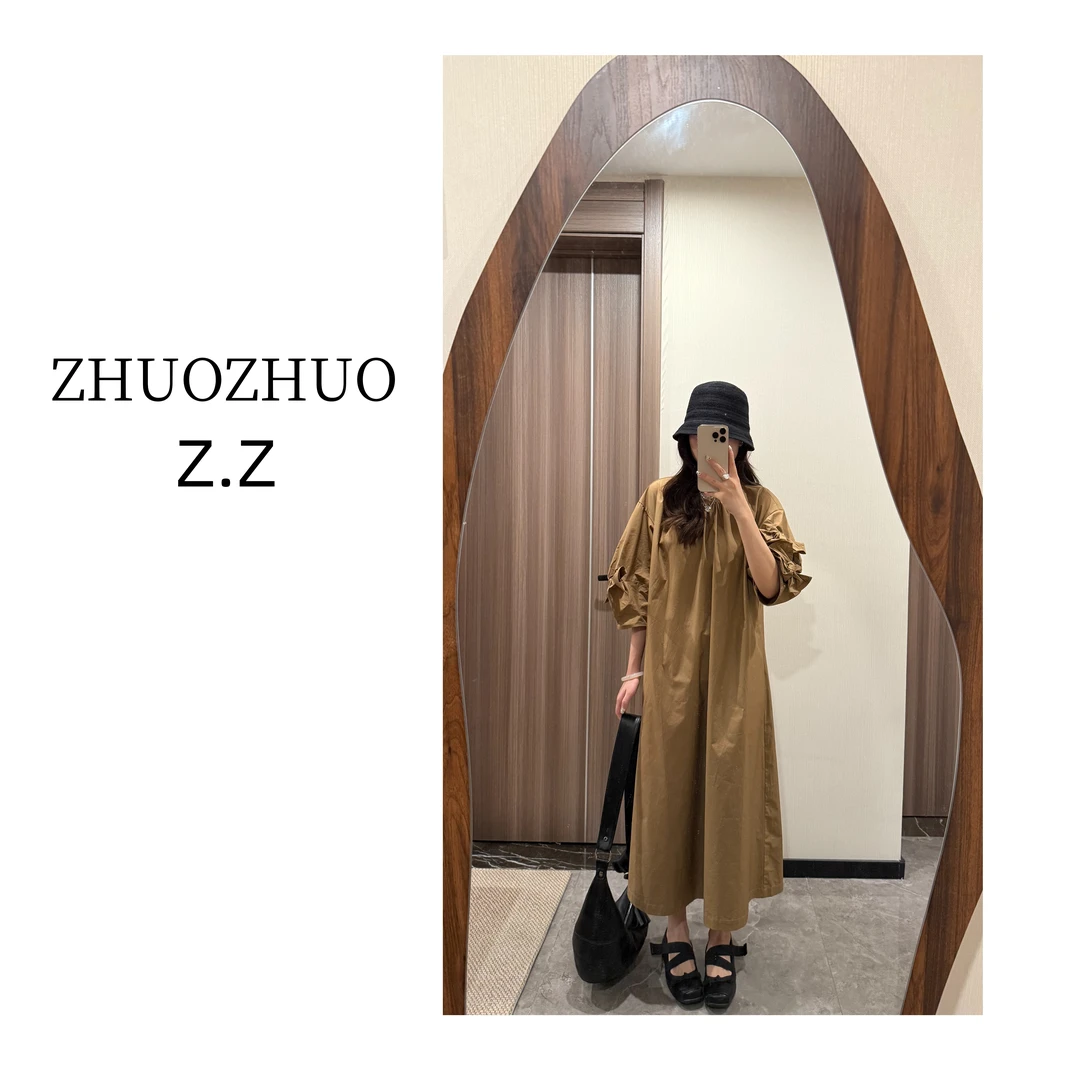 【ZHUOZHUO专属】“午逅·蝶喃”夏季小众慵懒风俏皮蝴蝶结袖口连衣裙