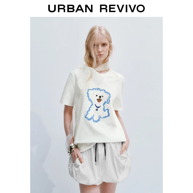 UR2025秋季新款女装时尚休闲撞色印花图案短袖T恤UYY450188