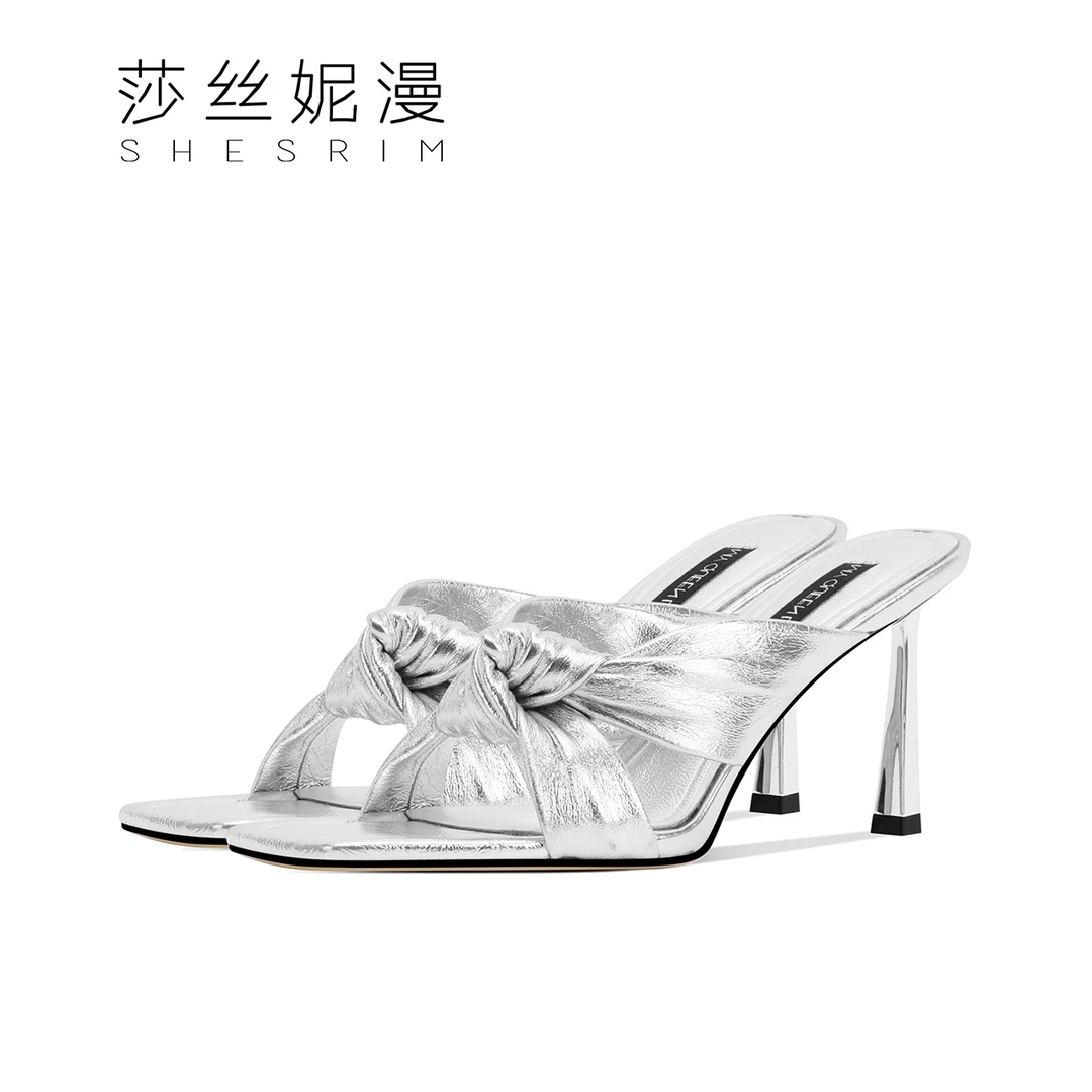 性感风包头拖鞋高跟2025夏季时装半拖细跟外穿网红女士露趾凉拖鞋