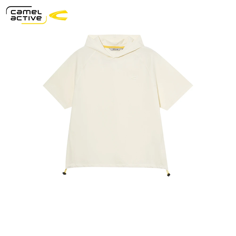 camel active骆驼动感女装2025夏新款户外运动休闲风连帽短袖T恤