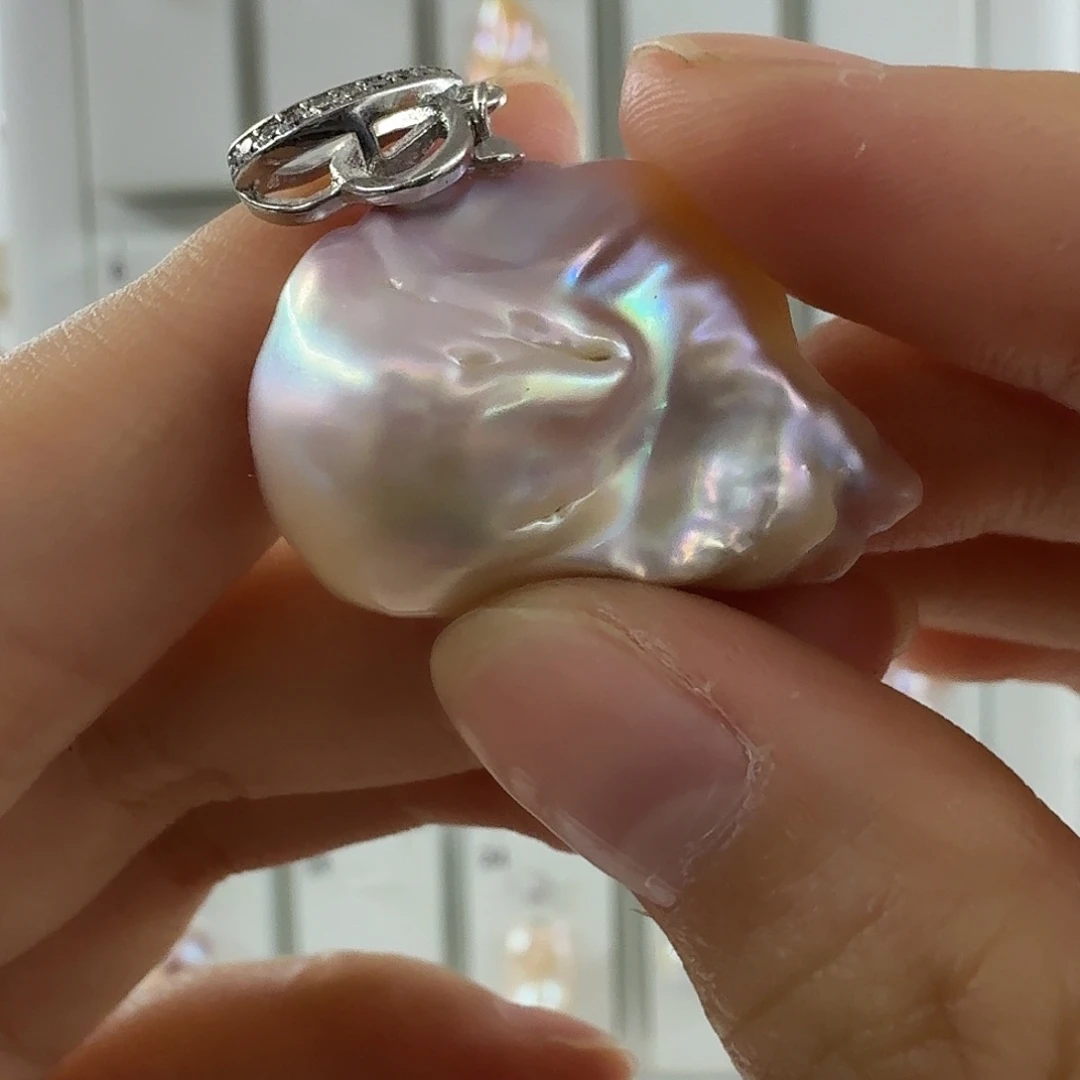 白***）颈饰银S925镶嵌淡水珍珠