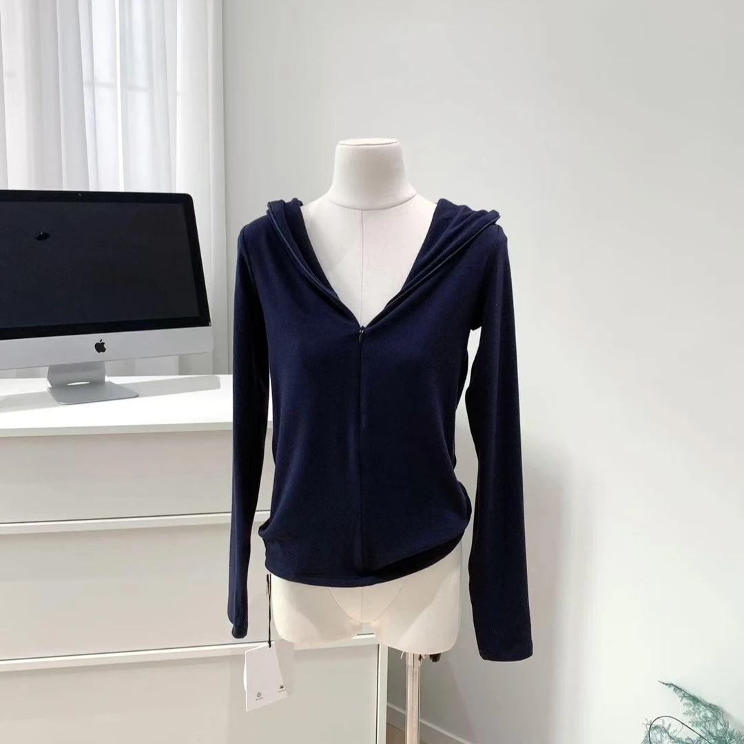 by1171经典返场加色 休闲褂连帽衫半门襟卫衣弹力显瘦上衣长袖