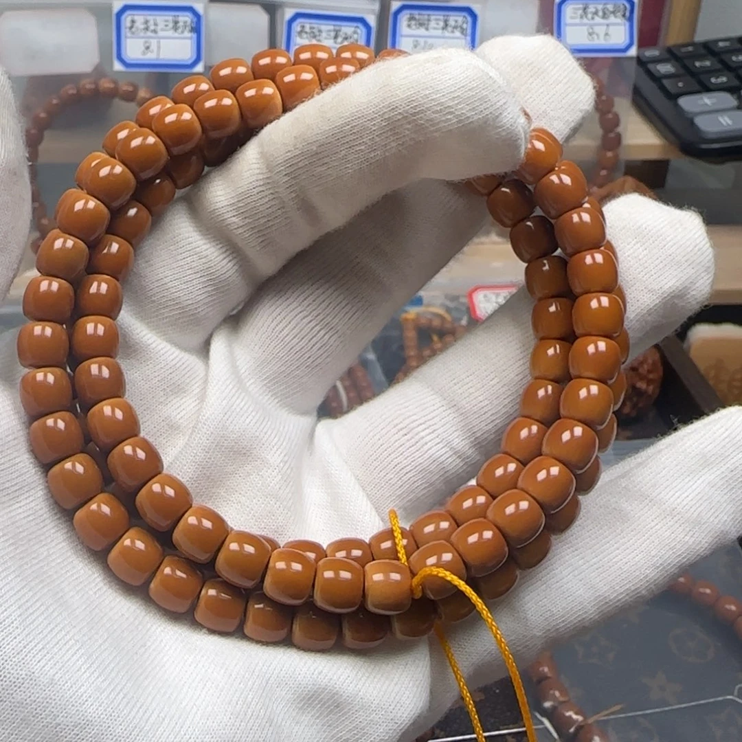 橄榄核手串老挝长串极限弧正三花无白7.4mm