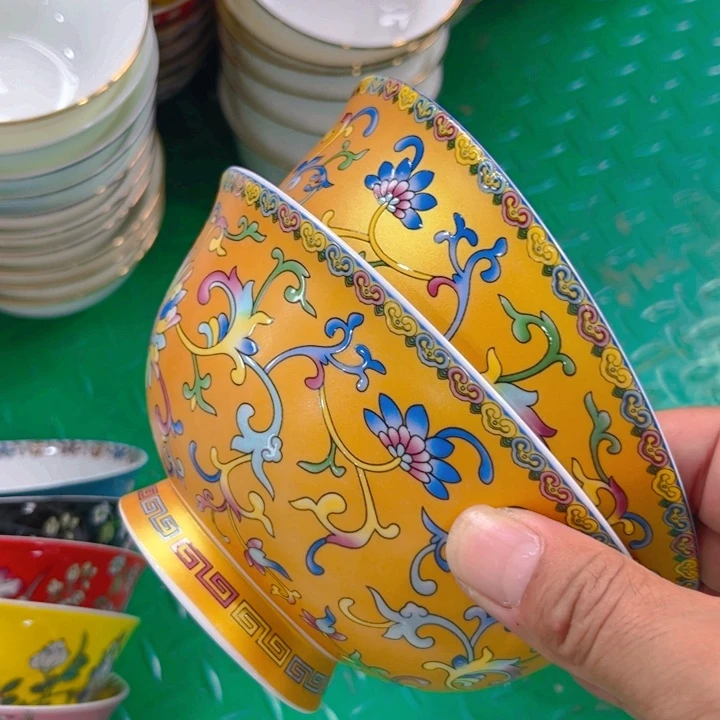 瓷片金色六寸面碗二个微瑕