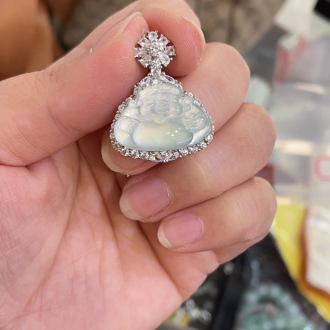 翡翠银S925镶嵌吊坠(不含链)