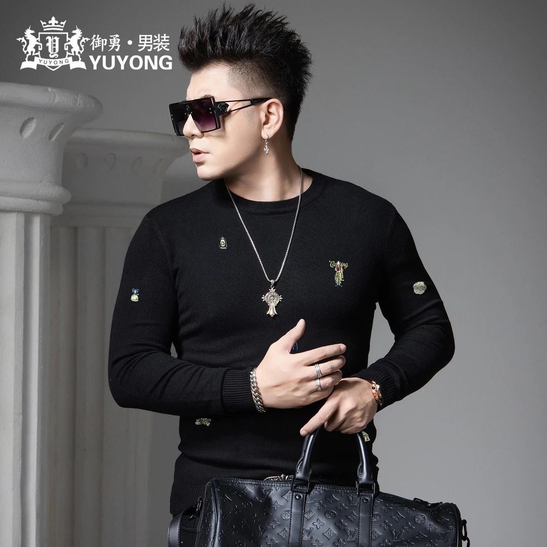 欧货圆领毛衣男款2025年秋冬季新款时尚休闲毛线衣保暖针织打底衫