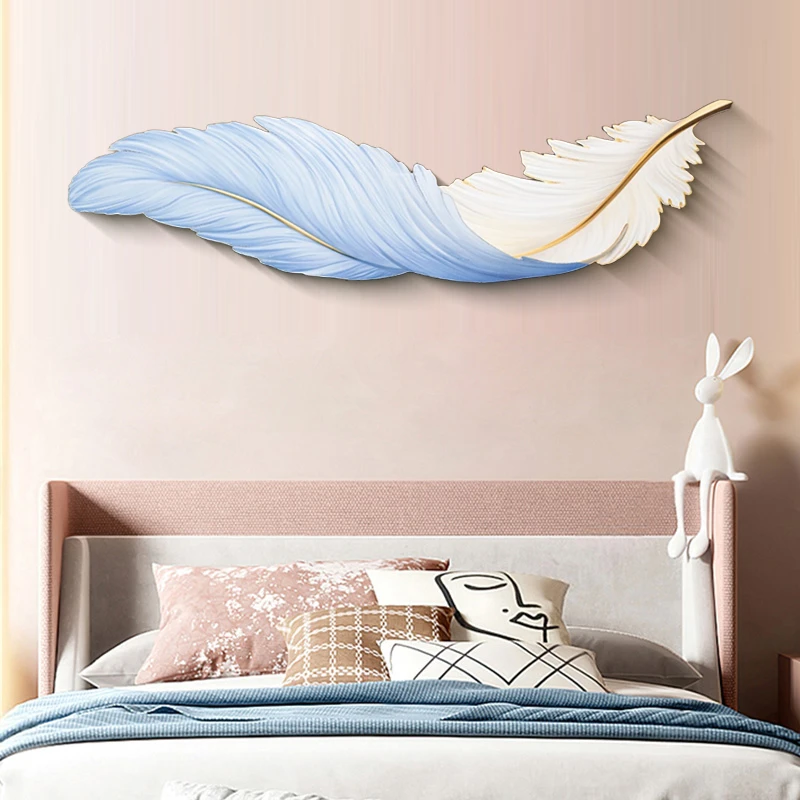创意轻奢风简约羽毛装饰画卧室客厅背景墙高级感挂画羽毛40150