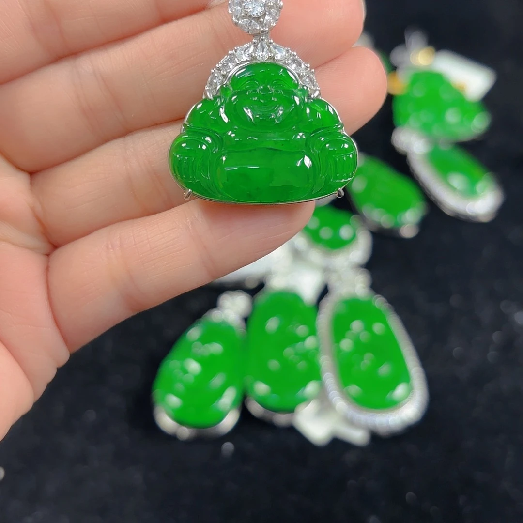 翡翠银S925镶嵌吊坠(不含链)