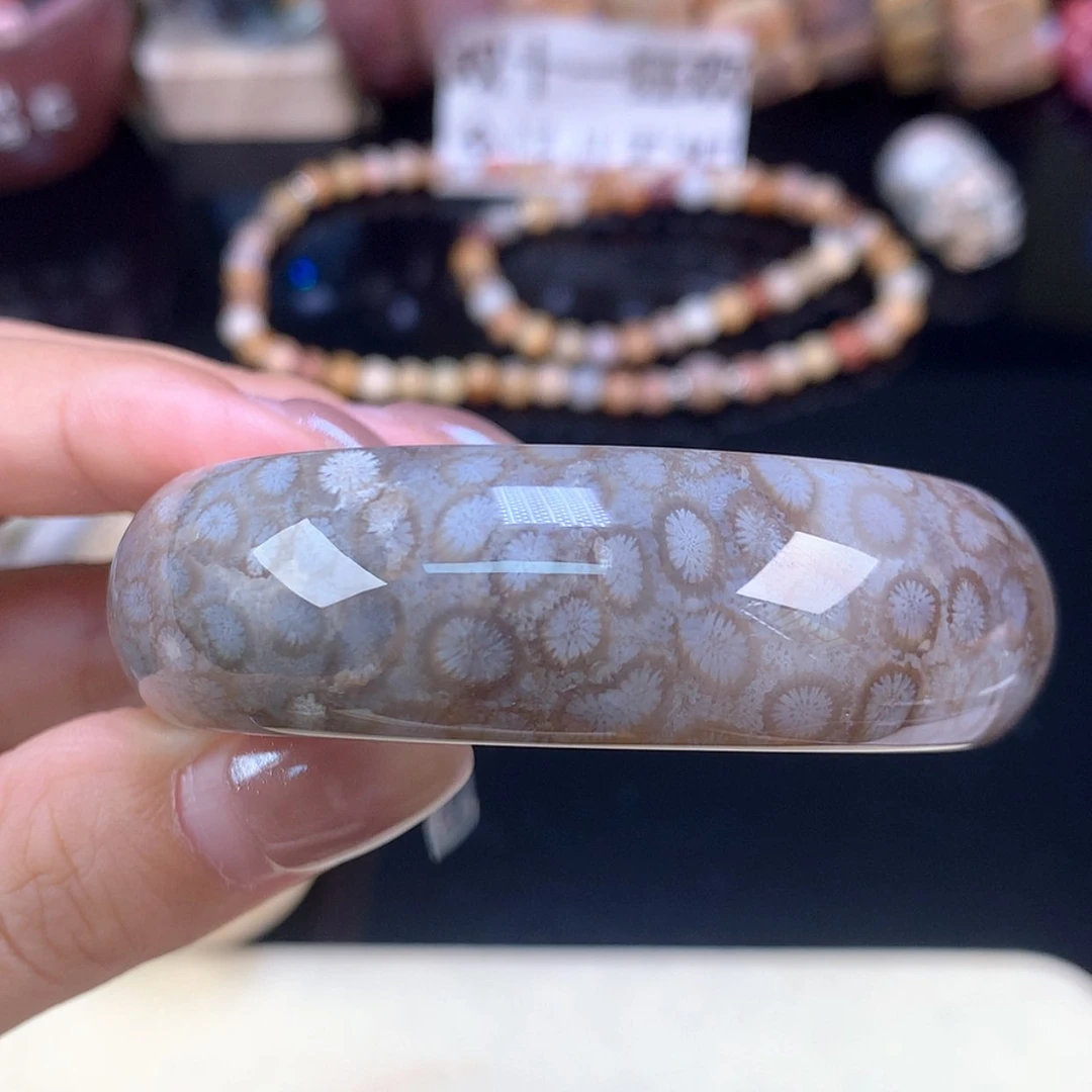 【闪购商品】颈饰未镶嵌硅化珊瑚（珊瑚玉）均匀满蓝灰花51.9（24号）