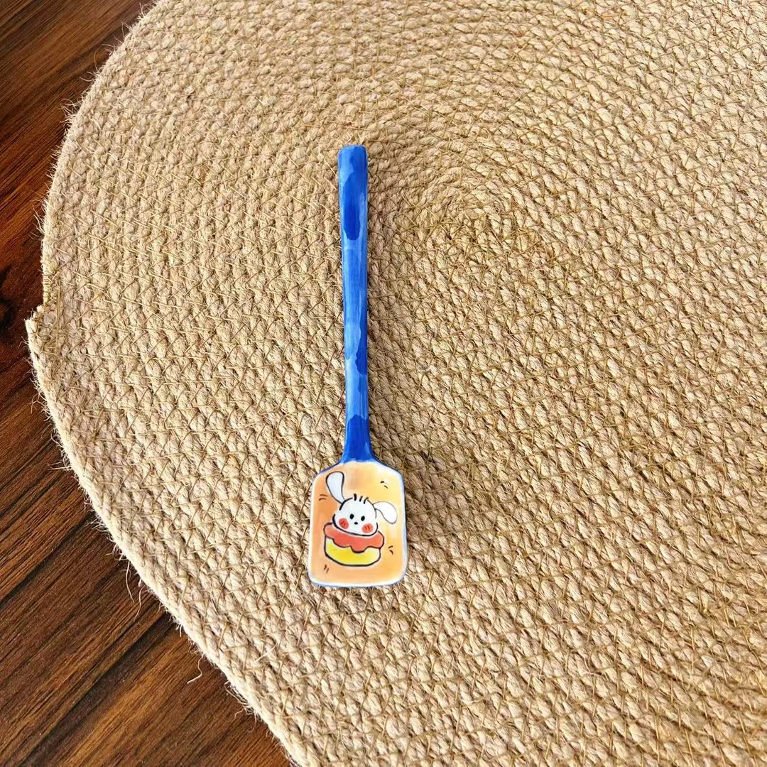 【直播-不带盒子】高温釉下彩中号卡通勺子陶瓷搅拌棒077