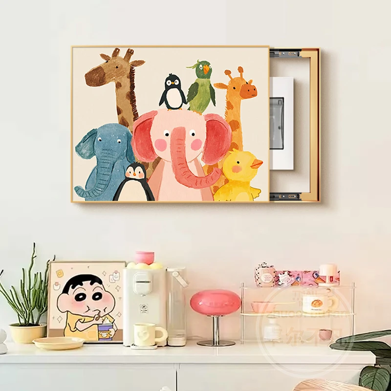 多巴胺电表箱装饰画简约卡通配电箱遮挡壁画免打孔2025新款挂画