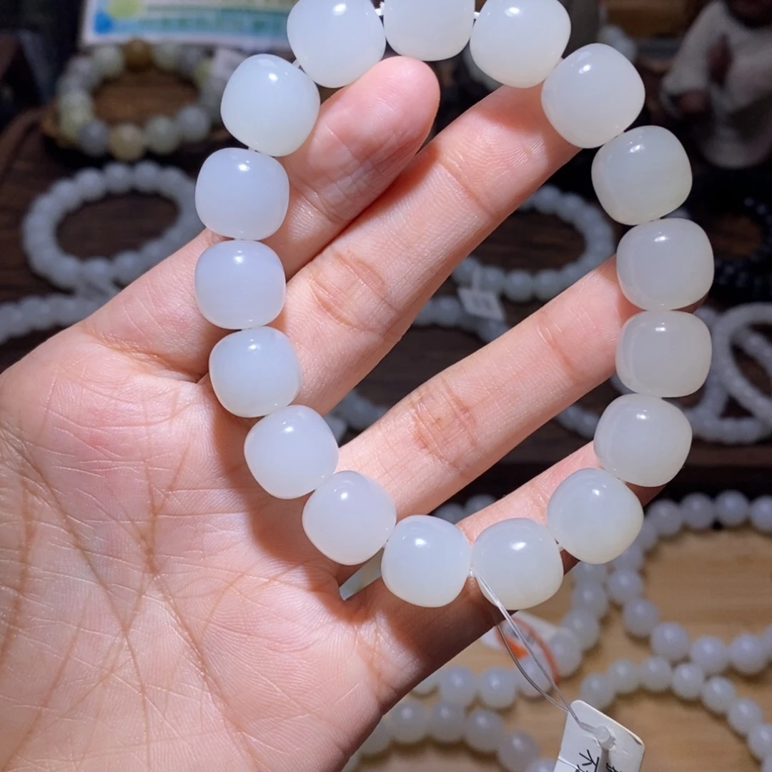 西***雪手串未镶嵌和田玉13m老型