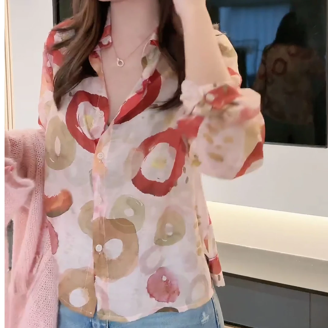 春夏港风气质设计感拼色小衫女人味显白显瘦长袖衬衫女LK2501609