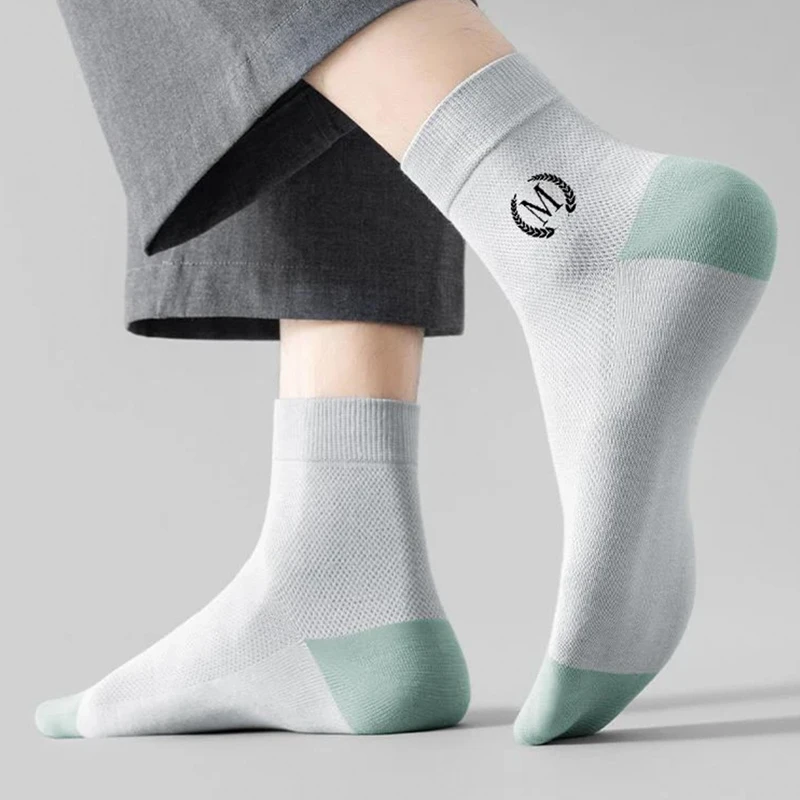 袜子男士夏季薄款防臭运动袜吸汗防臭休闲骑行透气中筒袜短袜新款