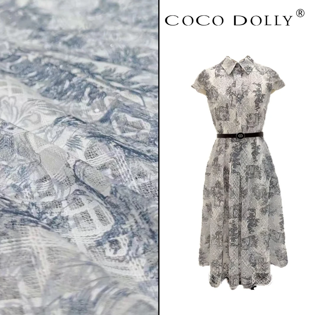 COCO DOLLY大气优雅水墨印花裙子大码女装时尚轻奢连衣裙11043