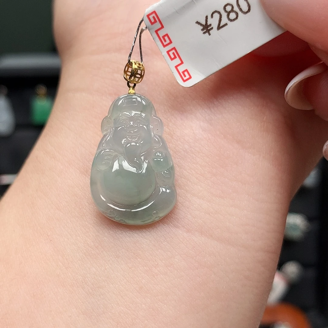 翡翠18K金镶嵌颈饰財爷