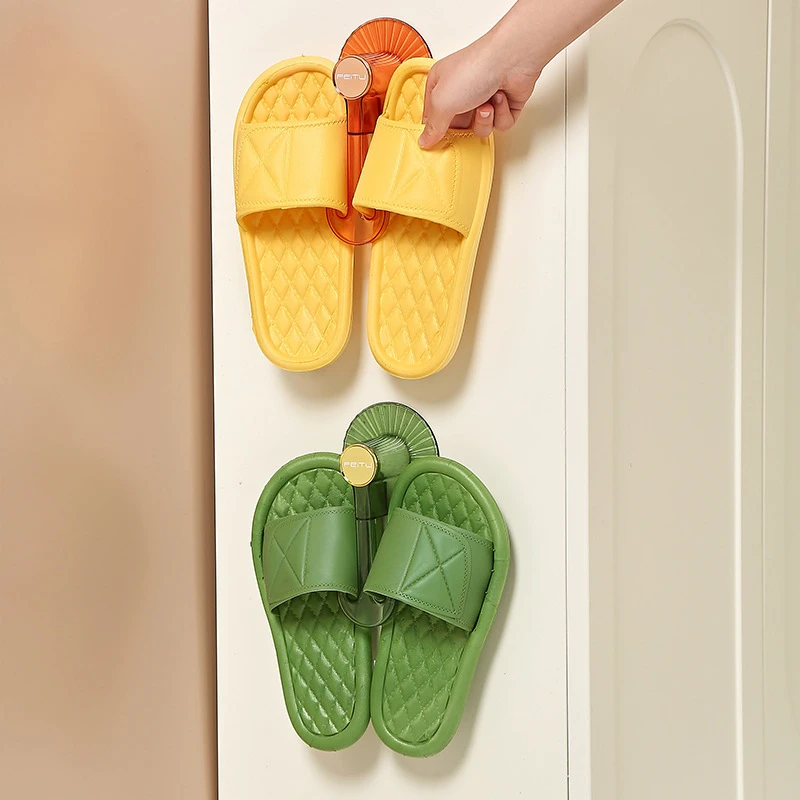 家用免打孔壁挂式浴室拖鞋架浴室卫生间拖鞋挂钩透明挂钩收纳架