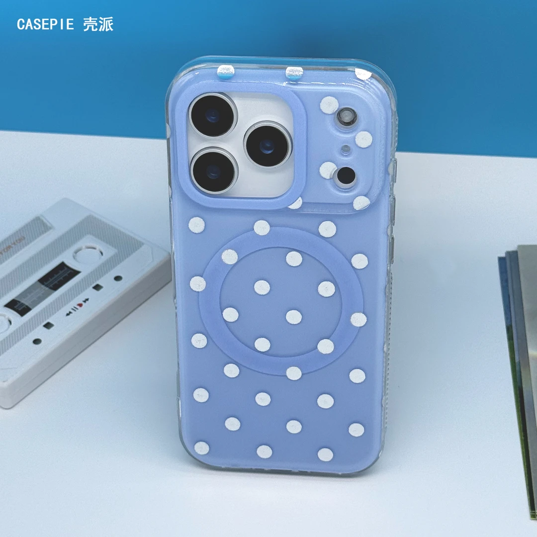 波点鎏金磁吸壳iPhone17promax手机壳适用苹果16pro/15p手机ins风