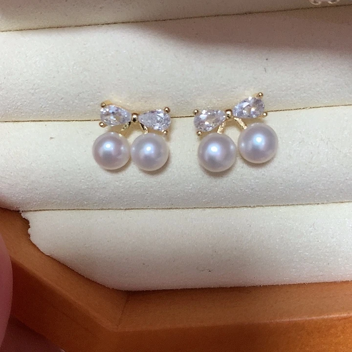 合金淡水珍珠耳饰H*