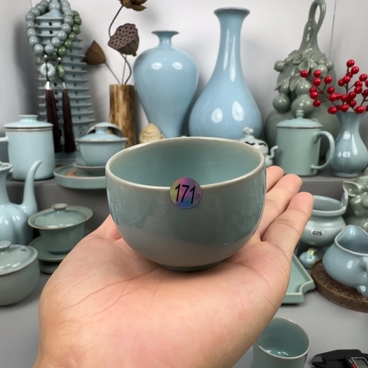 摆件汝瓷龙旦杯支钉烧仿古釉171