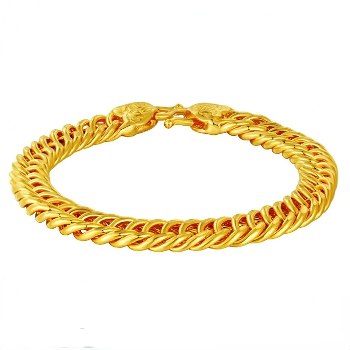 【裕润福】足金老板链古巴手链马鞭链素款男士古巴链送爸爸送礼盒