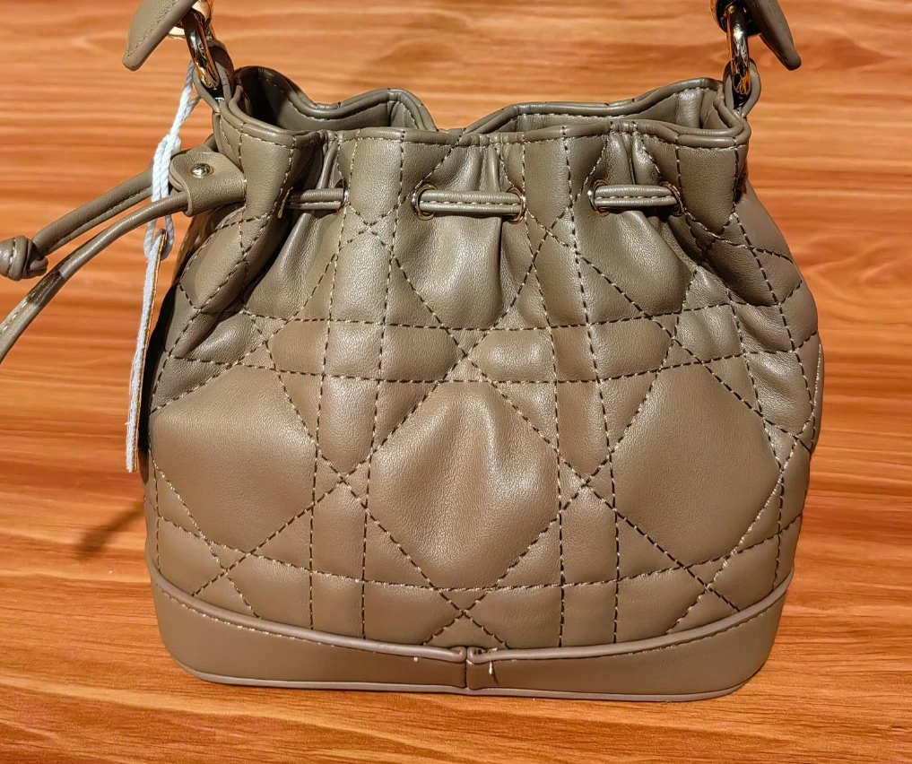 棕色福袋包菱格绣线手提包中包（默认微瑕疵）