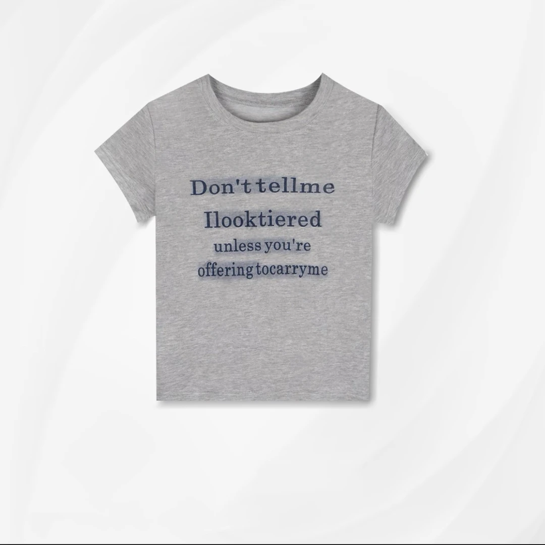 【漫画字母】夏季薄款天丝冰感减龄显瘦短袖T恤