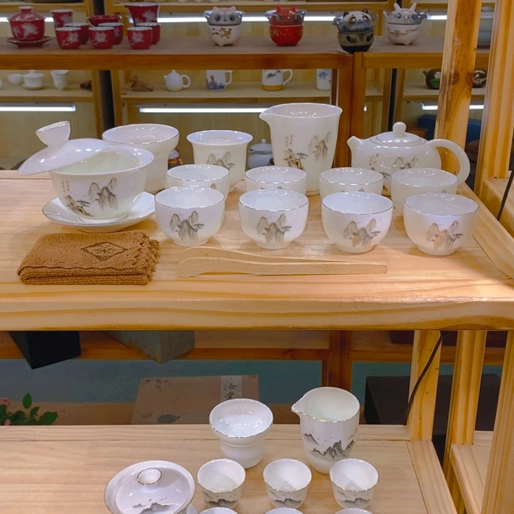 【不止】羊脂玉瓷茶具套装