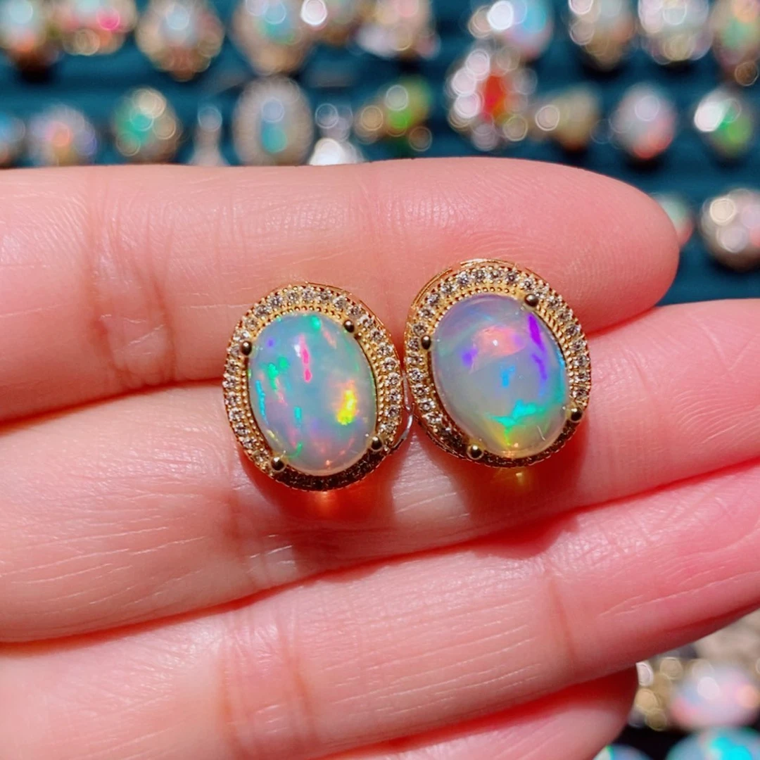 欧泊银S925镶嵌欧泊耳饰