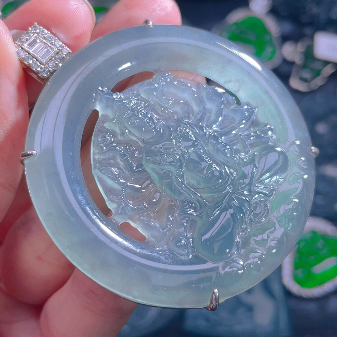 颈饰银S925镶嵌翡翠