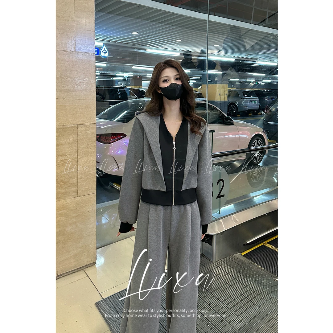 BT休闲运动套装女春新款洋气高级感显瘦阔腿裤两件套L51TZ015