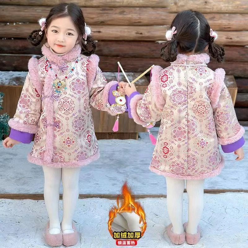 清仓女童冬季汉服2025新款秋冬款拜年服冬装唐装中国风古装裙子