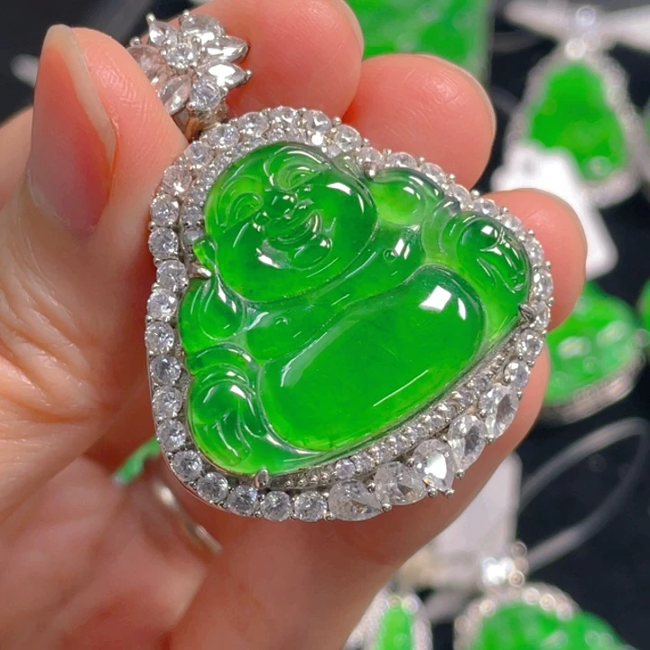 翡翠银S925镶嵌吊坠(不含链)