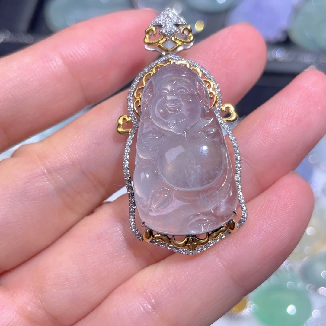 颈饰18K金镶嵌翡翠翡翠