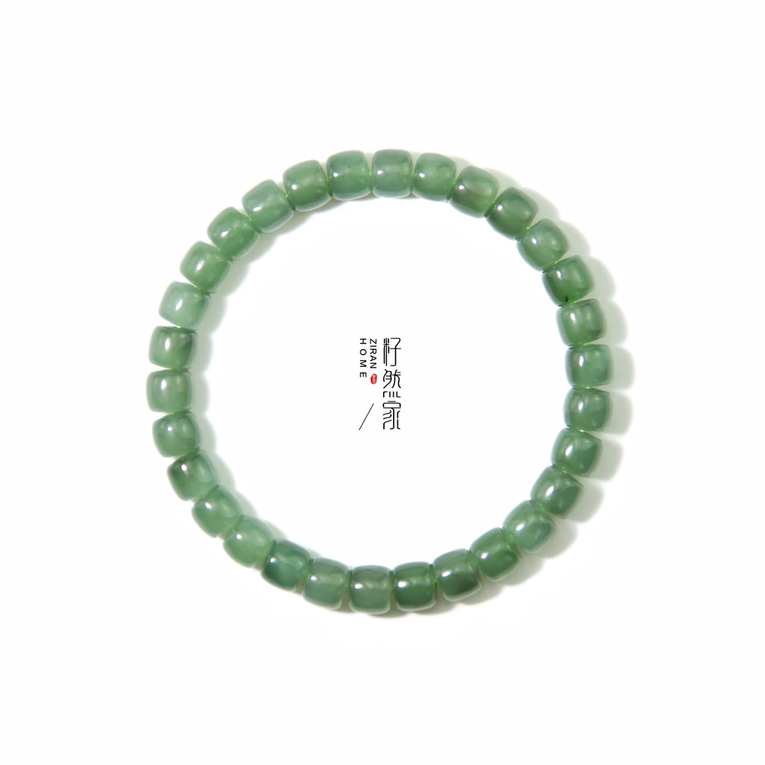 天然和田玉乌兰海碧玉冰果绿（微蓝调）直切手串7mm（多样性发其一）