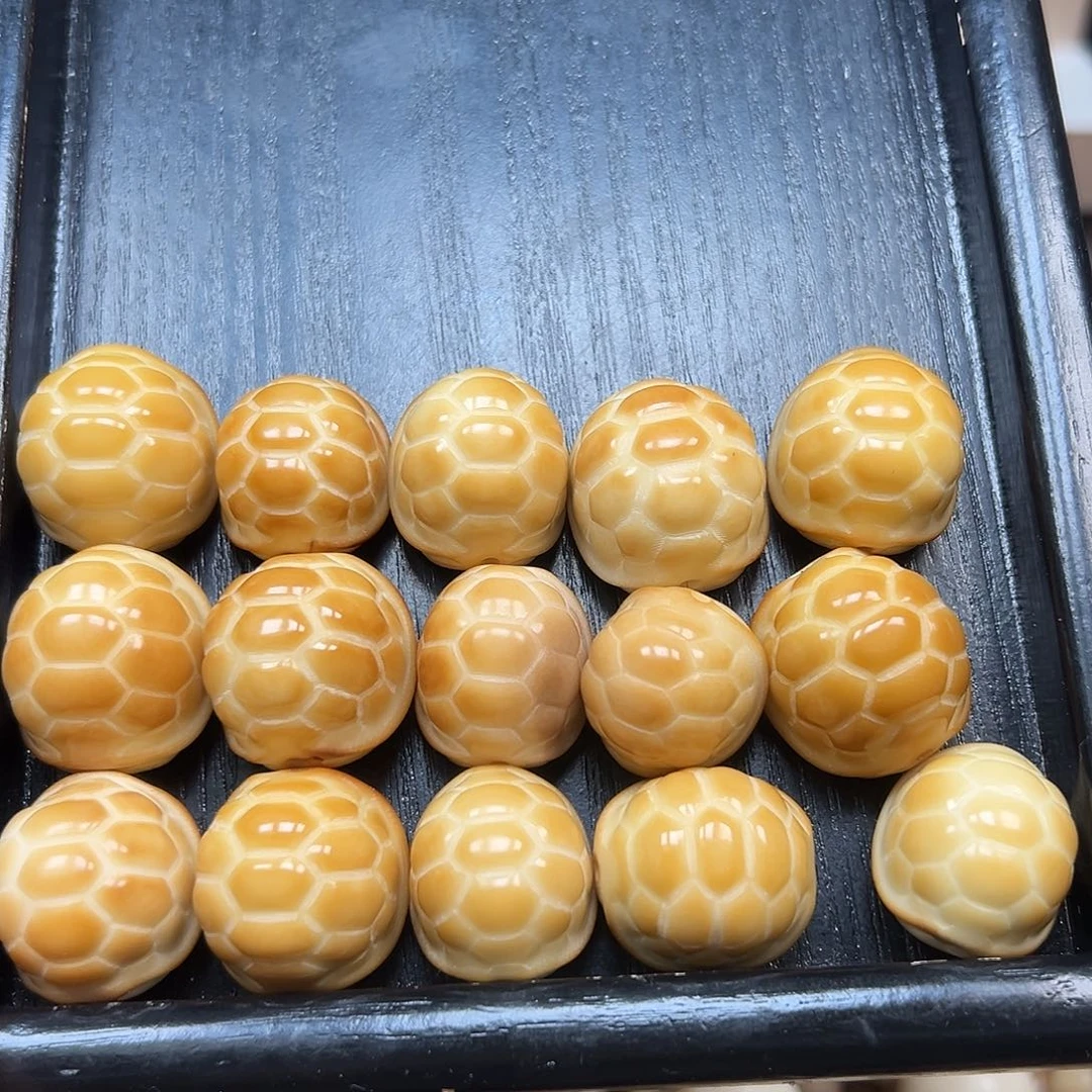 手串菩提根/象牙果微瑕炭烤富甲一方10颗孔道有小裂