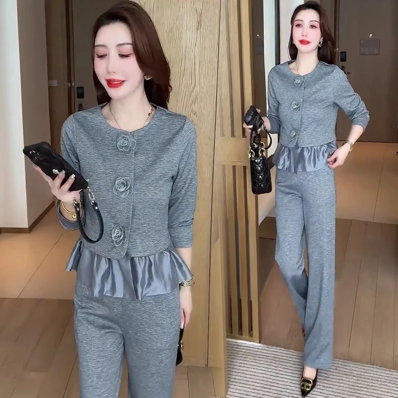 时尚休闲套装女2025新款春季新款洋气显瘦减龄修身气质两件套