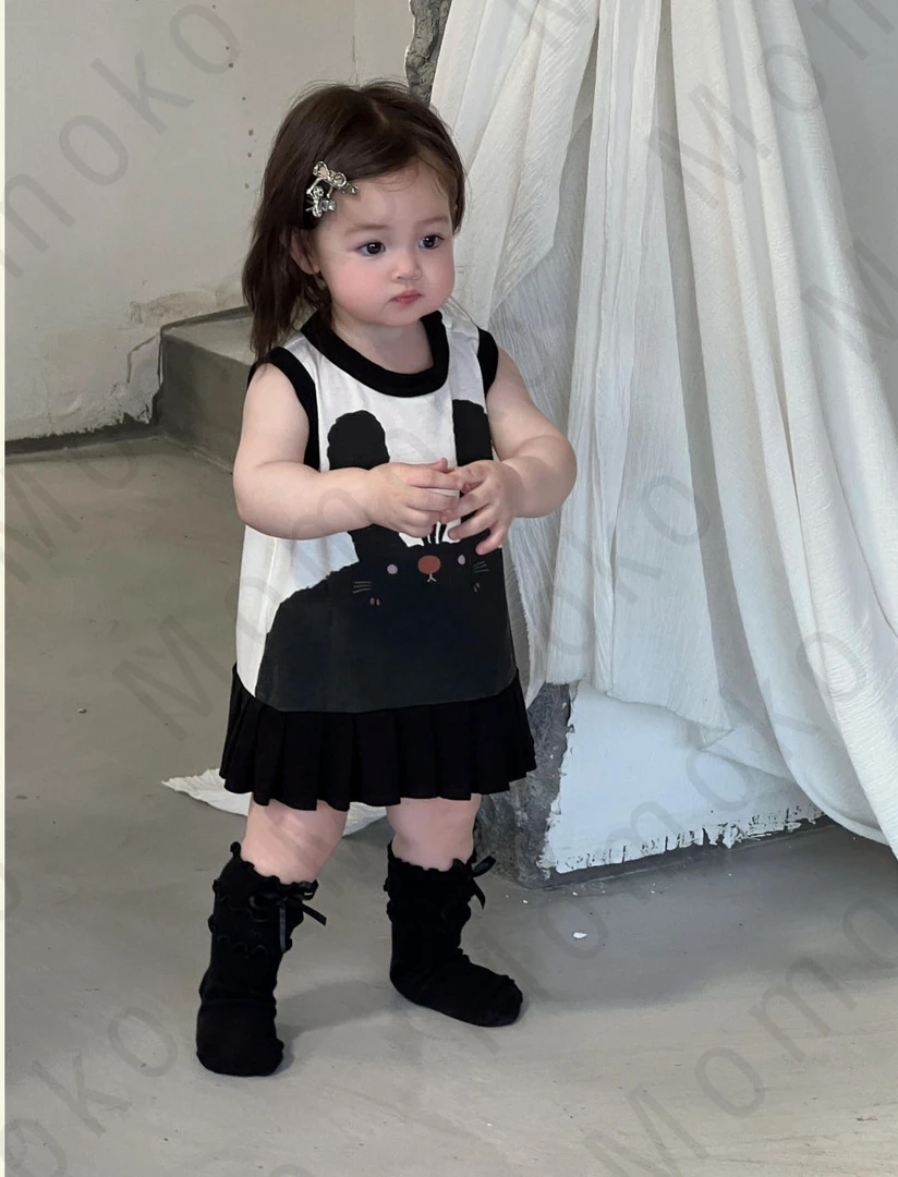 丸纸 软萌兔子百褶背心裙5076