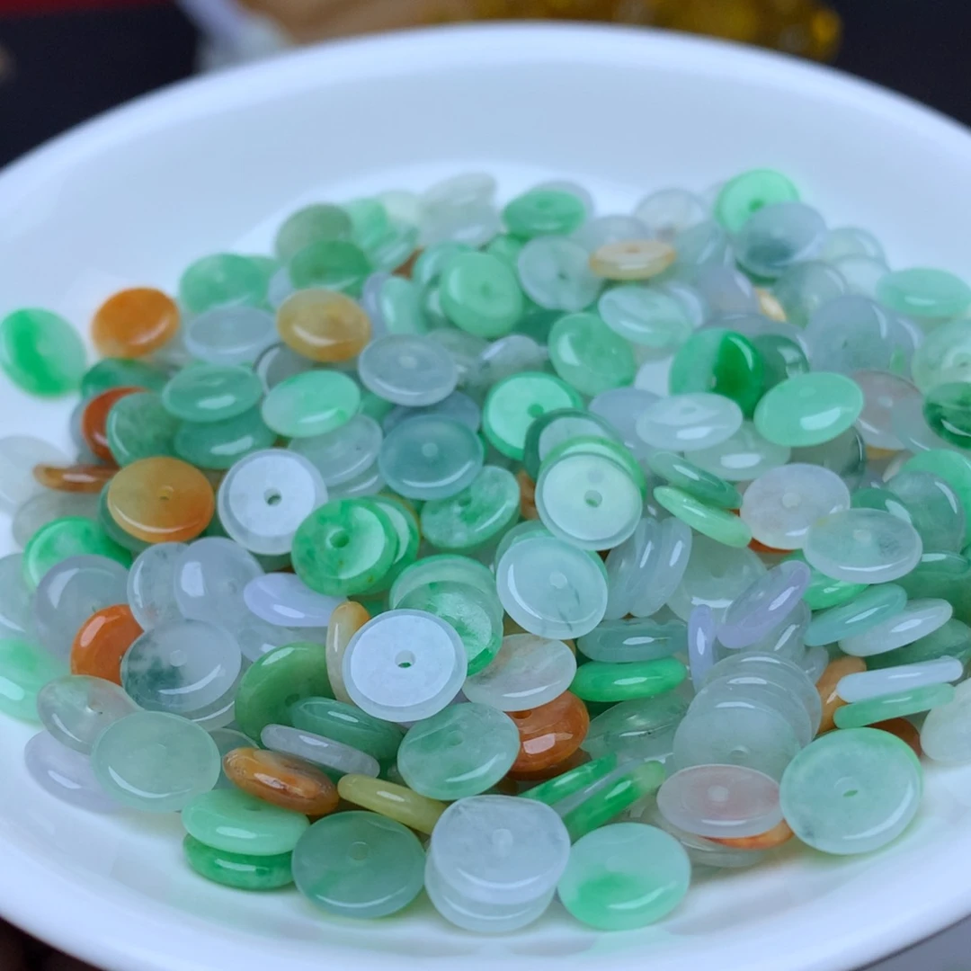 【闪购商品】翡翠手链未镶嵌卡8冰三彩平安扣10个