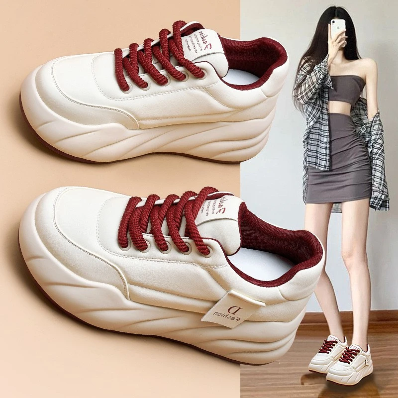 厚底增高6cm老爹鞋女2024秋冬真皮休闲运动鞋女百搭加绒保暖女鞋