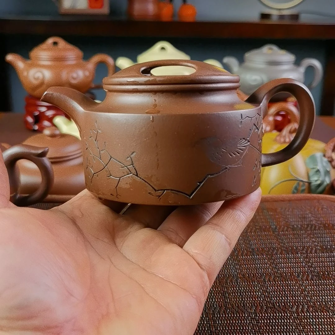 紫砂茶壶紫泥牛盖莲子280CC国工