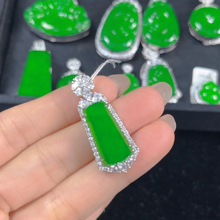 翡翠银S925镶嵌吊坠(不含链)