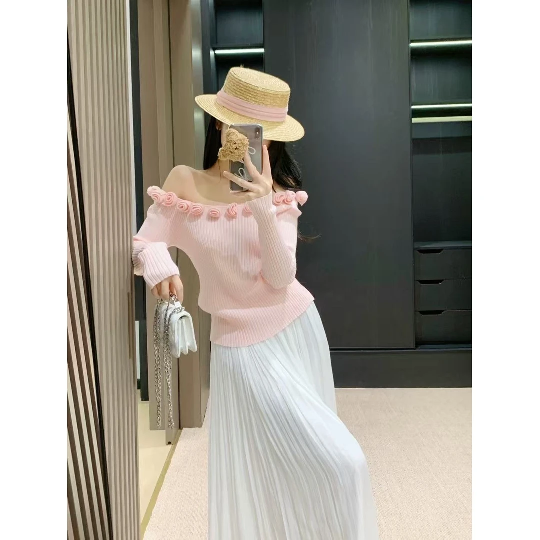 夏季套装女2025新款韩系穿搭一整套短袖针织上衣高腰半身裙两件套