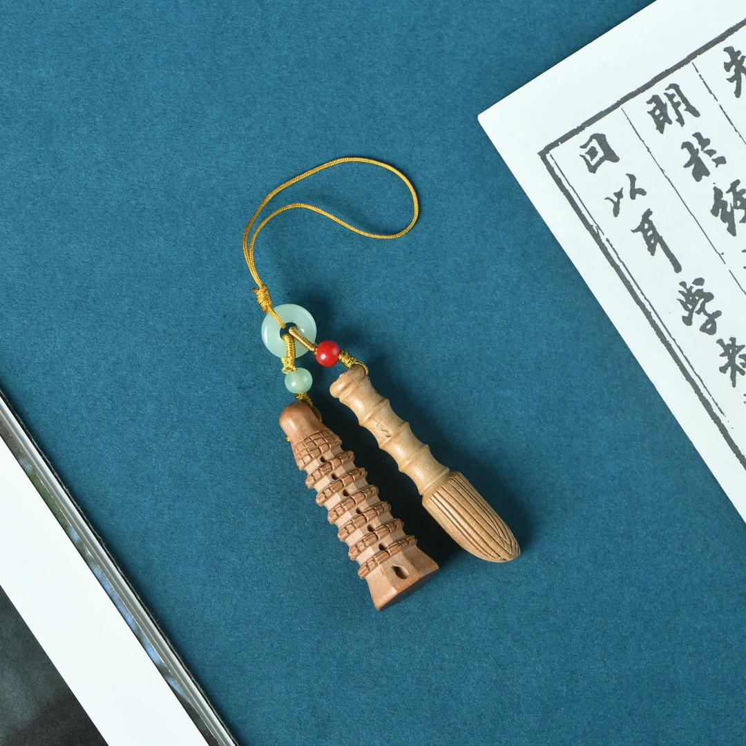 桃木老料精雕文昌塔金榜题名挂饰手机挂件