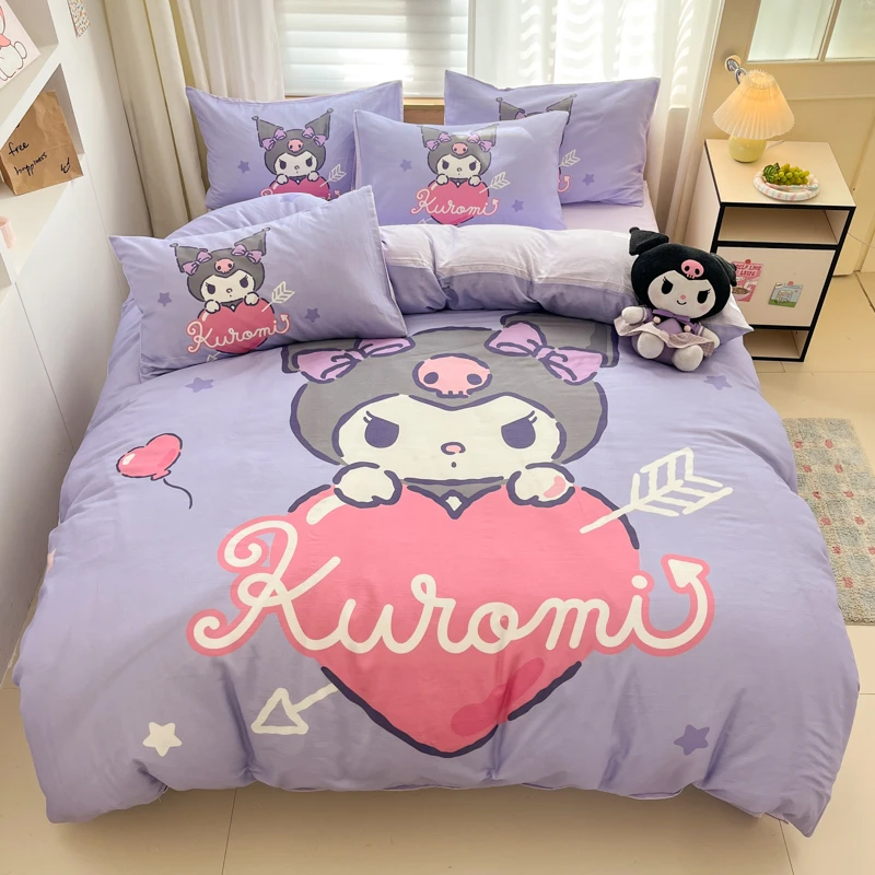 库洛米全棉双层纱四件套儿童卡通纯棉被套床单床笠美乐蒂KT猫床品