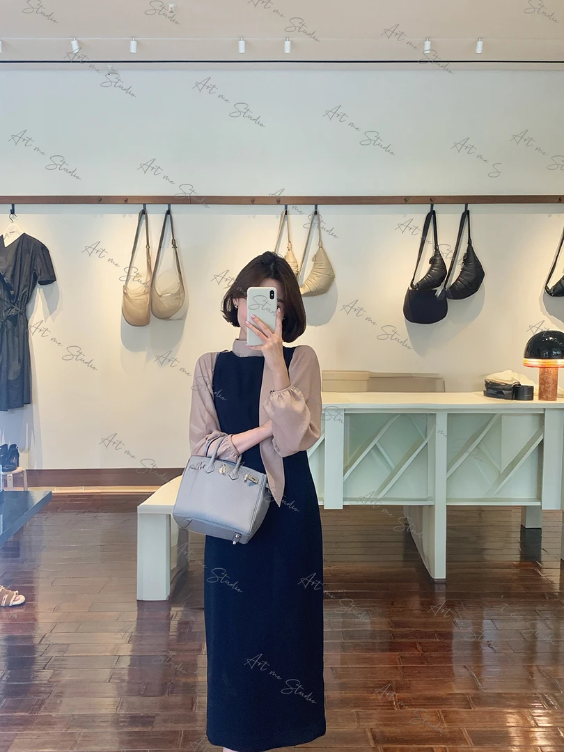 法式温柔轻松穿搭公式两色收腰无袖连衣裙w1780j2